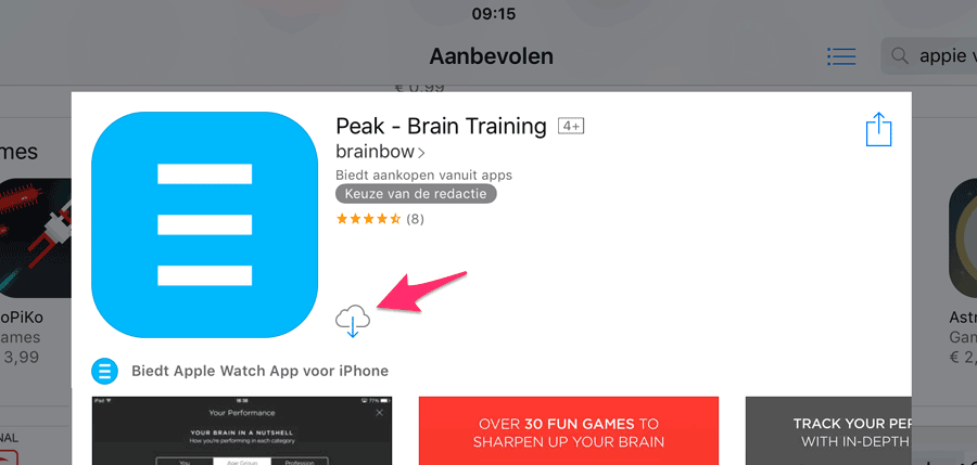 Eerder gekochte app herkennen