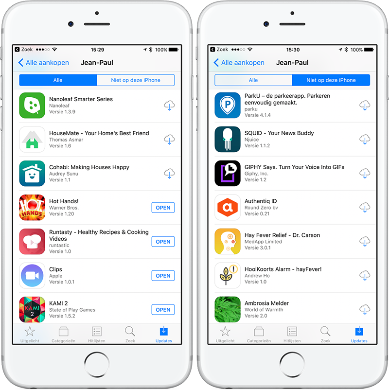 app store aankopen bekijken op iPhone