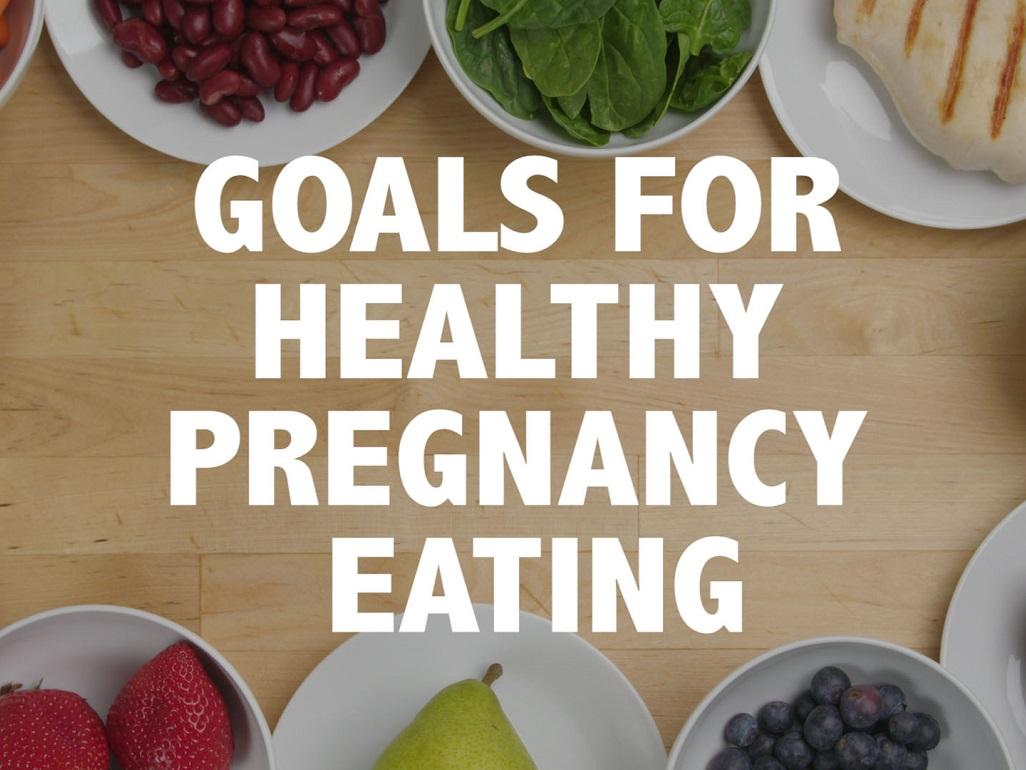 still shot of title screen of video: Goals for healthy pregnancy eating