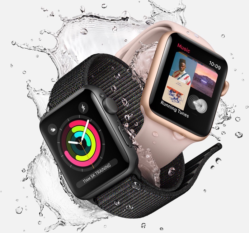 Apple Watch Series 3 met water.