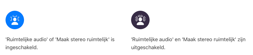 Icoontjes voor ruimtelijke audio met AirPods.