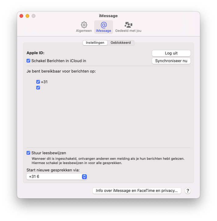 iMessage op Mac inschakelen.