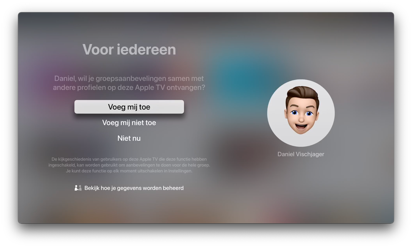 Groepsaanbevelingen Apple TV