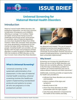 Universal Screening for Maternal Mental Health Disorders