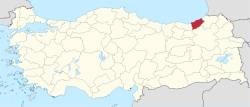 Location of Pazar, Rize within Turkey.