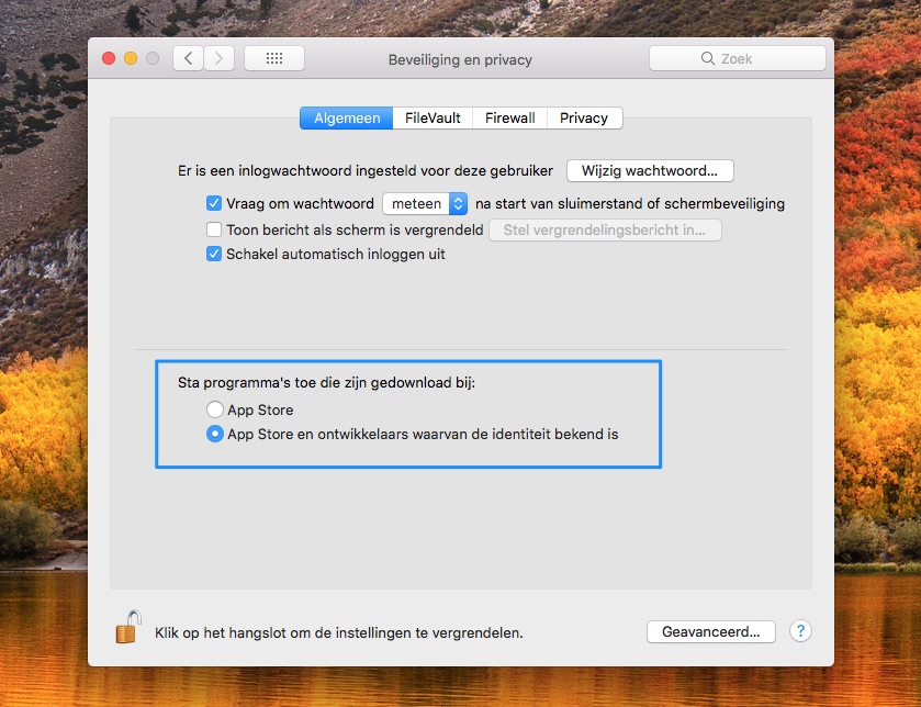 Gatekeeper instellingen