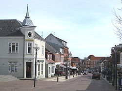 The mainstreet in the town of Aars.