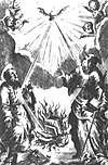 This 1711 illustration for the Index Librorum Prohibitorum depicts the Holy Ghost supplying the book burning fire.