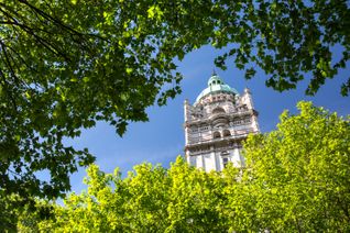 The Queen's Tower, seen through a canopy of trees