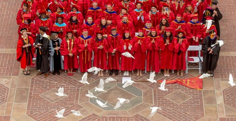 Doves are released at end of USC commencement