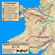 Map of the Roman invasion of Wales.