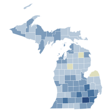 2018 Michigan Proposal 3 results map by county.svg