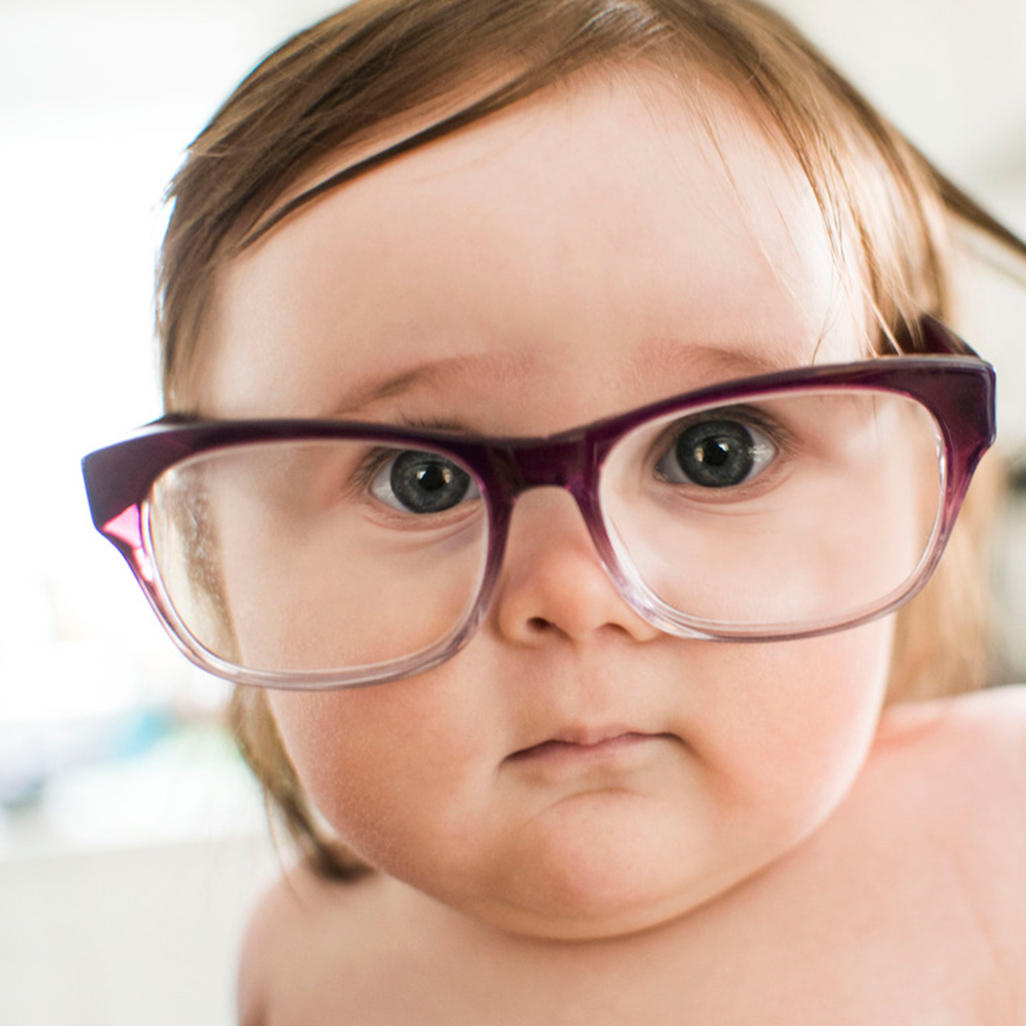 cute baby wearing glasses