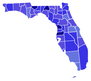 1908 Florida gubernatorial election results map by county.svg