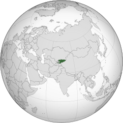 Location of Kyrgyzstan (dark green)