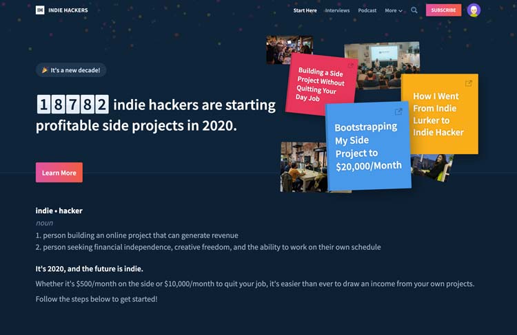 Indie Hackers screenshot