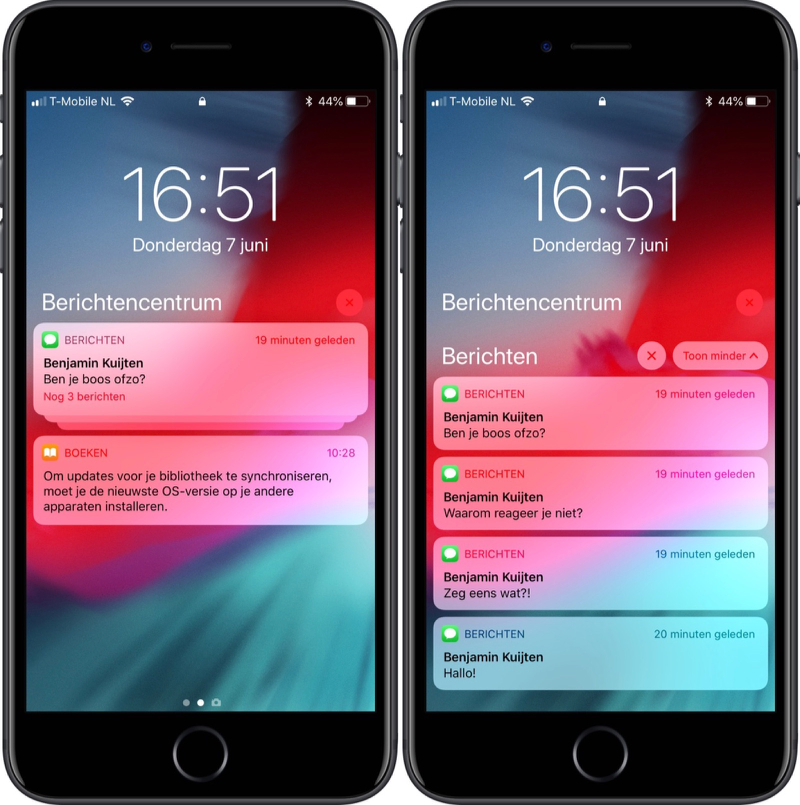 Notificaties in een groep in iOS 12.