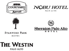 Courtyard Marriott; Nobu Hotel Palo Alto; Stanford Park Hotel; Sheraton Palo Alto Hotel; The Westin Palo Alto;