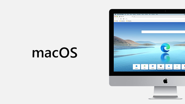 A Mac monitor with a Microsoft Edge screen