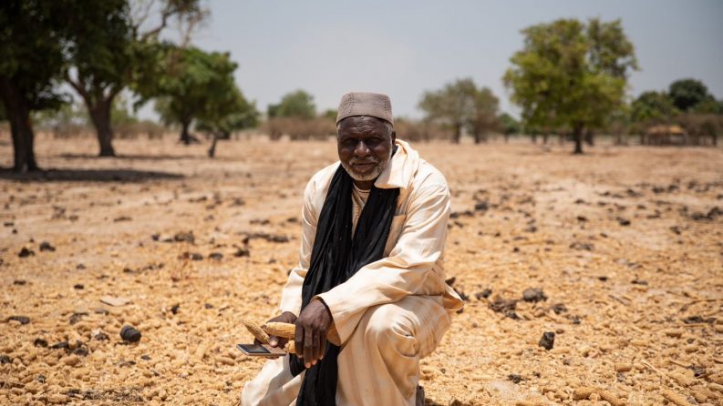 Lassina Doumbia, a farmer in Touréla, shows some of his crops.