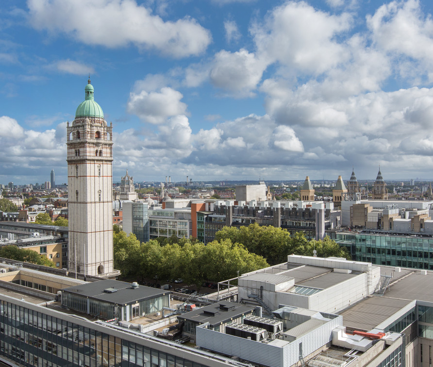 Aerial evening shot of south kensington campus