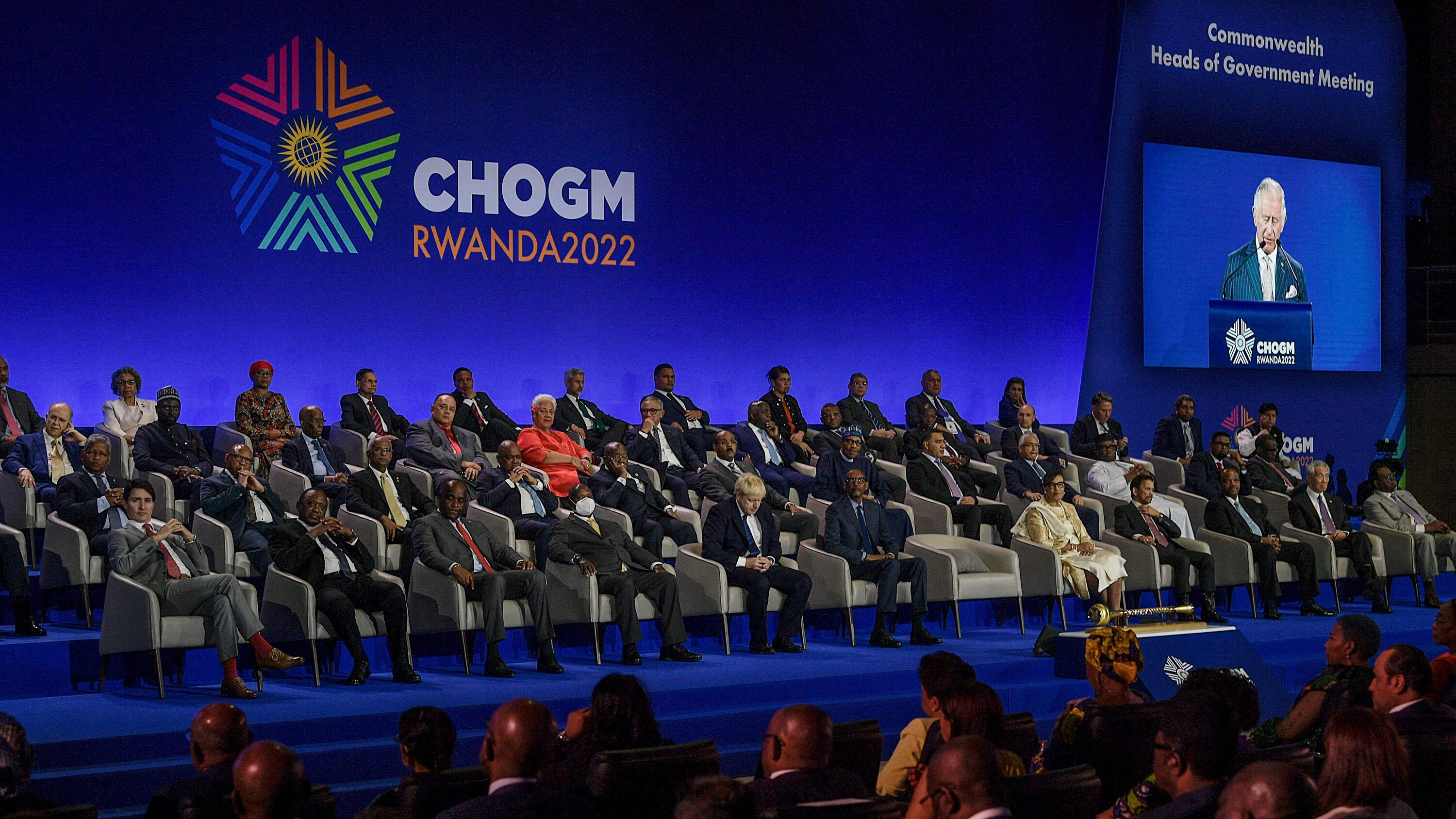 Delegates listened as Britain’s Prince Charles, Prince of Wales, spoke during the opening ceremony of the Commonwealth Heads of Government Meeting in Kigali, Rwanda, on Friday.