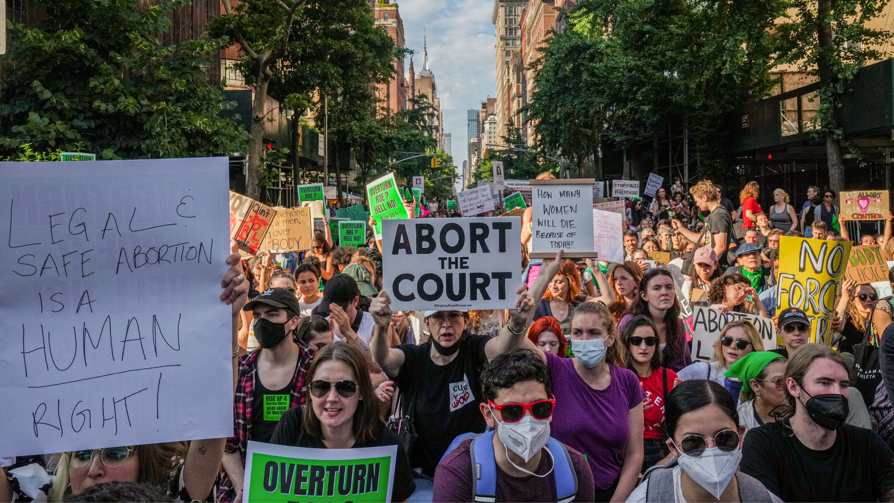 Demonstrators in New York on Friday after the Supreme Court overturned Roe v. Wade.