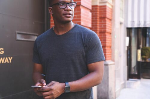 Man With Cell Phone Outside Free Stock Picture