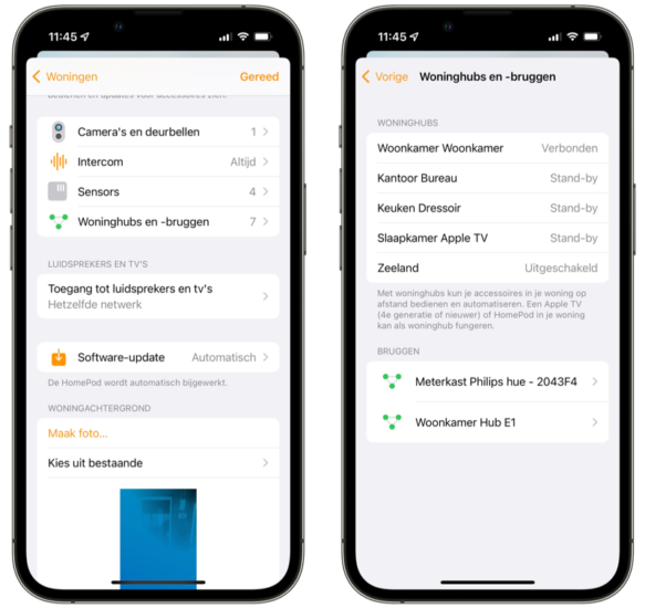Woninghub voor HomeKit controleren via Woning-app.