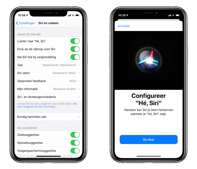 Hey Siri instelling op iPhone.