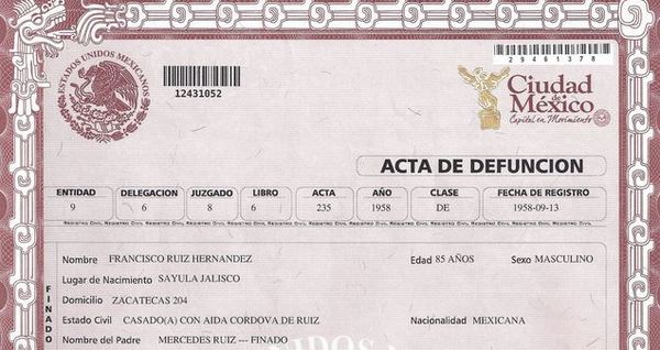 Acta de Defunción