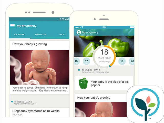 screenshots of BabyCenter app