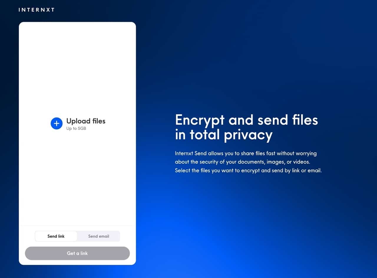 Internxt Send 以隱私加密方式傳送檔案，支援最大 5 GB 可保存兩週