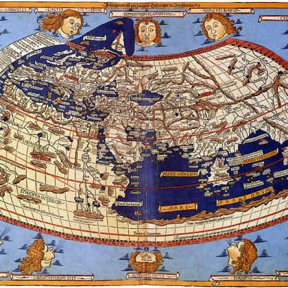 The world map from Cosmographia Germanus