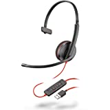 Plantronics - Blackwire 3210 - Wired, Single Ear (Monaural) Headset with Boom Mic - USB-A to connect to your PC and/or Mac