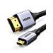 UGREEN 4K 60Hz Micro HDMI to HDMI Cable 3.3FT, Aluminum Shell Braided Micro HDMI 2.0 Cord Support HDR 3D ARC High Speed 18Gbps Compatible with Hero 7 6 5 Sony A6000 A6300 Camera Nikon B500 Yoga 3 Pro