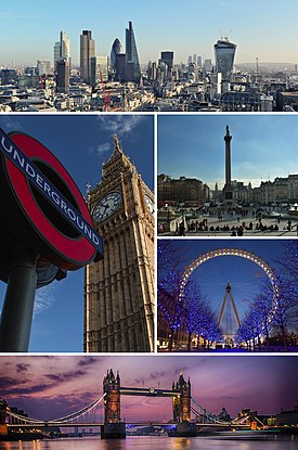 London montage. Clicking on an image in the picture causes the browser to load the appropriate article.