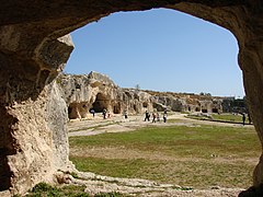 Image of the Temenite terrace from inside one of its cavities