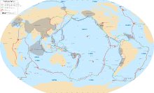 World map indicating tectonic plate boundaries