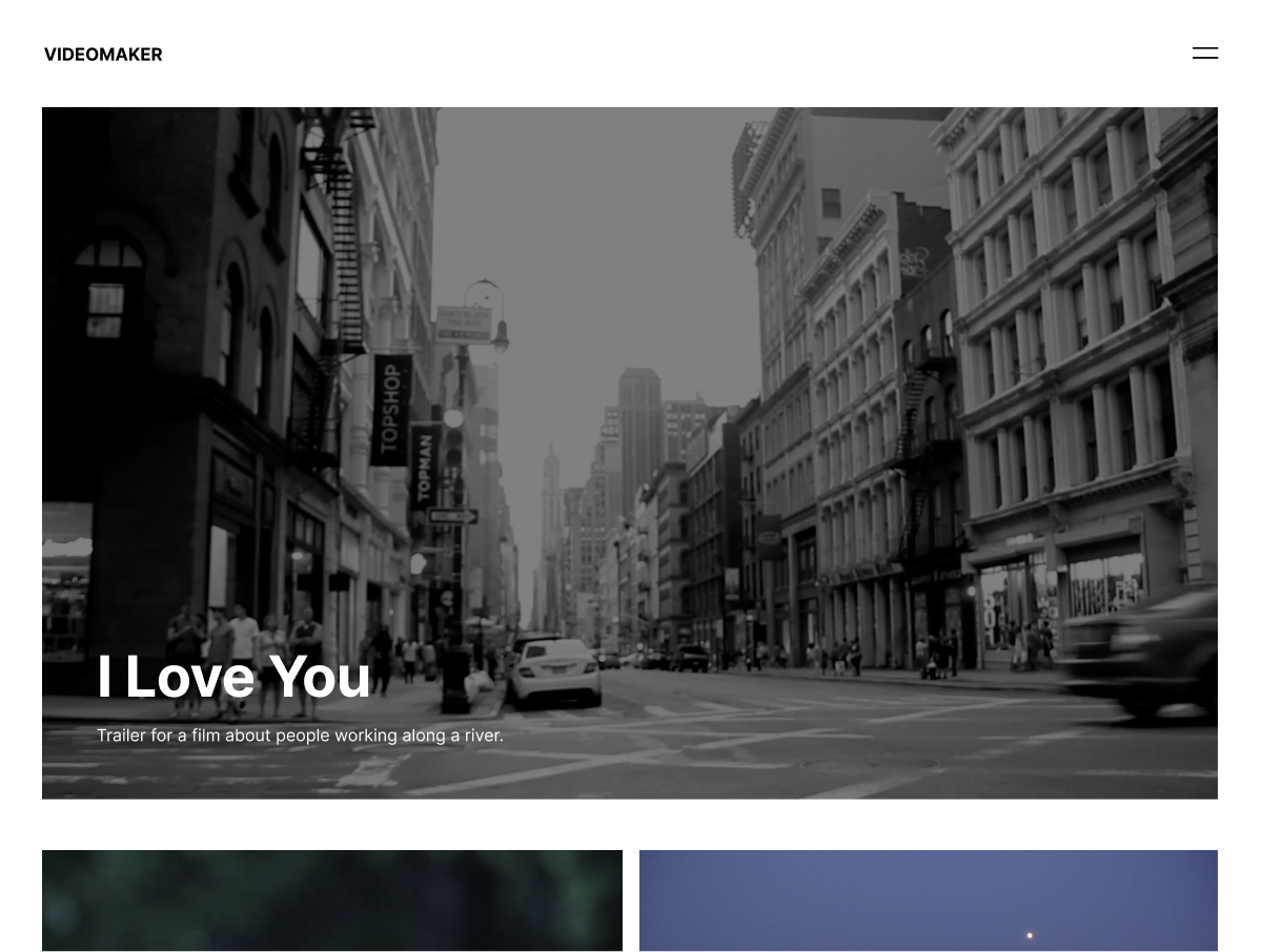 Videomaker is a free, minimalistic WordPress theme ideal for film directors and video creators.