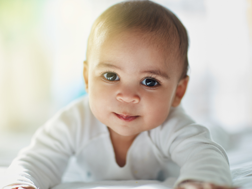 baby looking ahead intently