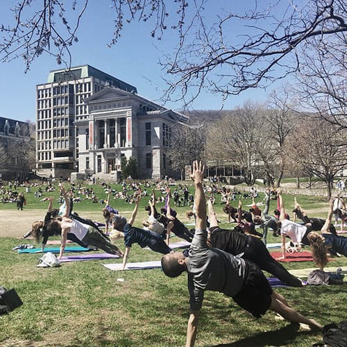 yoga in front of mcgill university