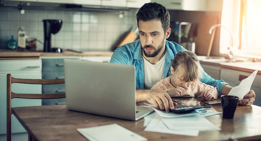 Dad working out finances