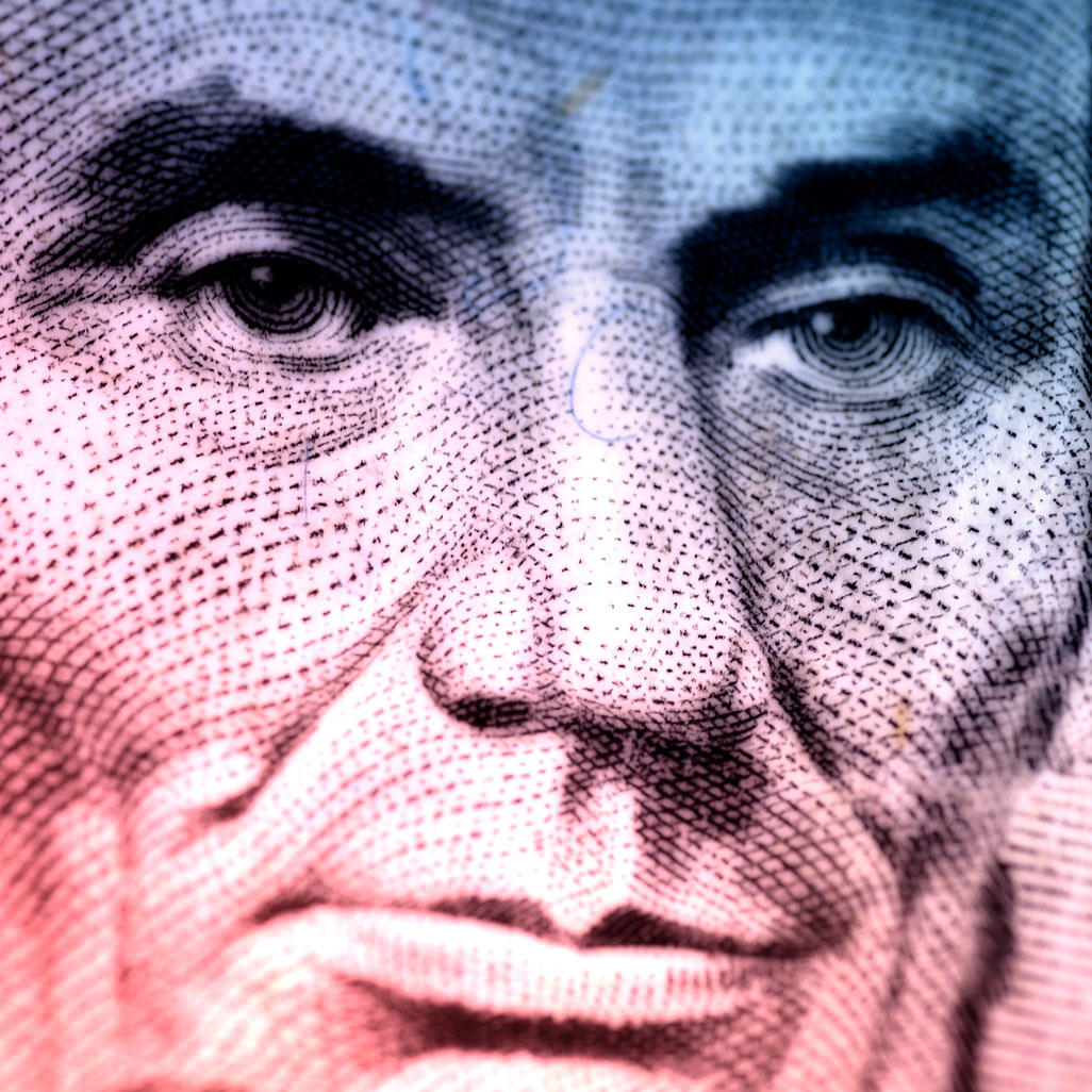 multi colored portrait of Abraham Lincoln's face