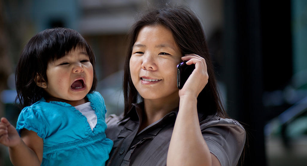 Mum and crying toddler