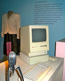 A Macintosh in a museum exhibit about postmodernism.