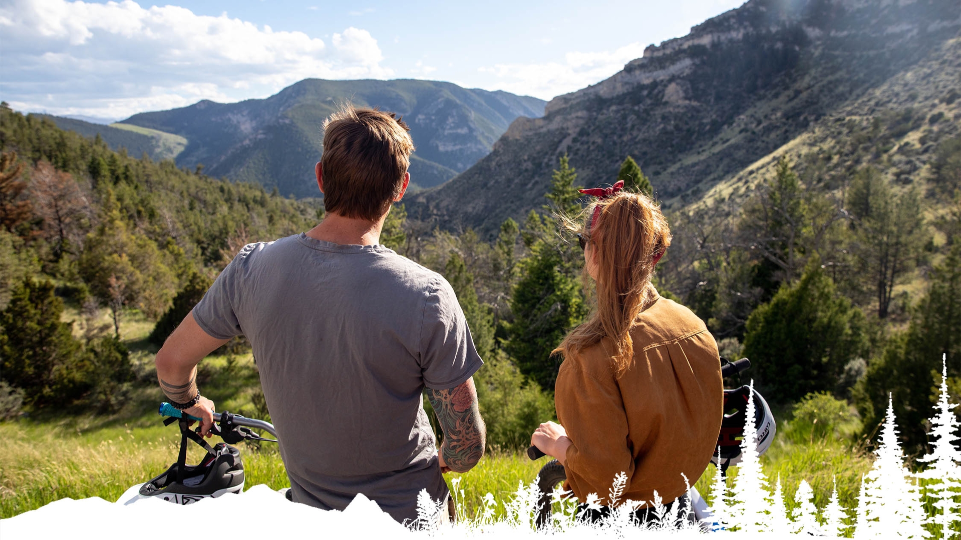 Two people with bikes at Lewis and Clark State Park