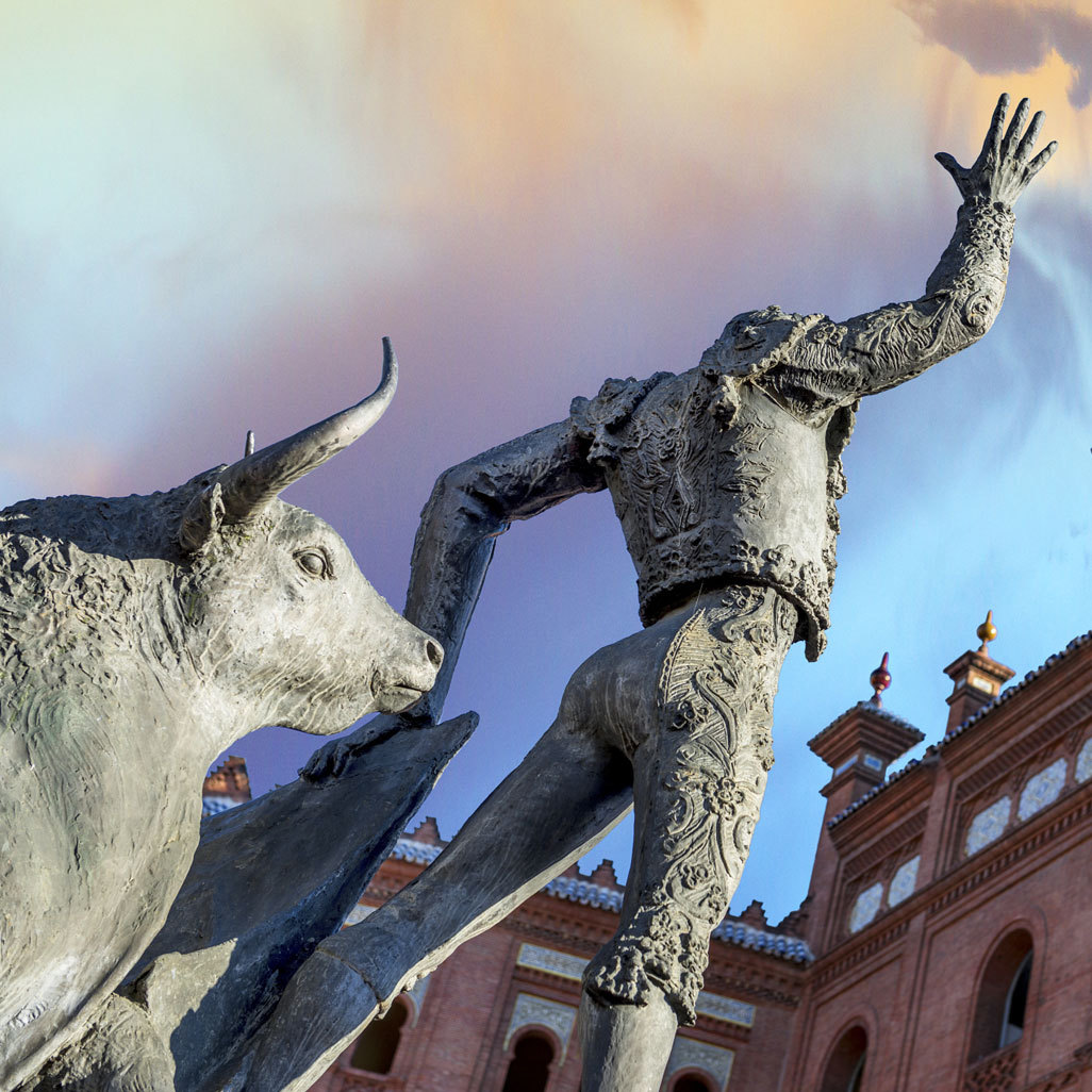 statues of a bull and a matador