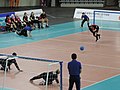 Canada women's goalball team throwing to Algeria. IBSA World Games, Seoul, South Korea (May 2015).