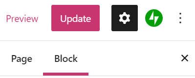 The block settings can be found in the right sidebar.